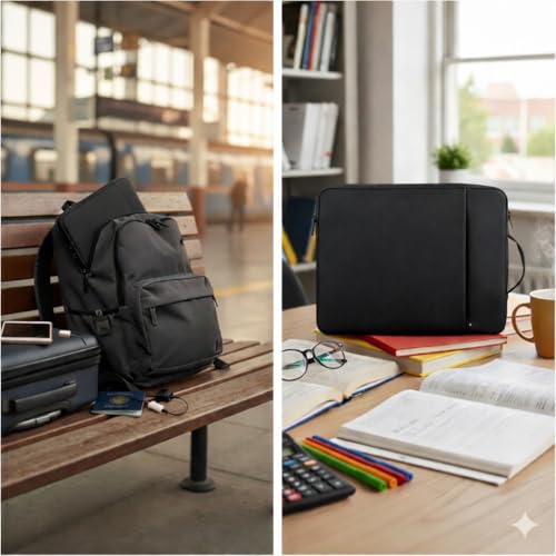 Image of RichAxis 13 inch Laptop Sleeve Cover Bag | Fits 12.5-13.3 inch Laptops & Tablet | Water-Resistant Fabric, Padded Interior | Ideal for Office, College & Travel (Black, 13.3 Inch)