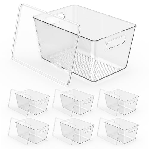 KJIXYUNG Lot de 6 Organisateur Frigo avec Couvercle - Boîtes de Rangement Cuisine Transparentes &...