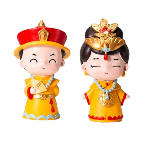 TOBBOMEY Figuras Coleccionables de Resina Estilo Corte Imperial Chino 2 Piezas Adornos para Tartas y Decoración de Fiesta Decoración para Escritorio y Hogar Diseño Tradicional Chino
