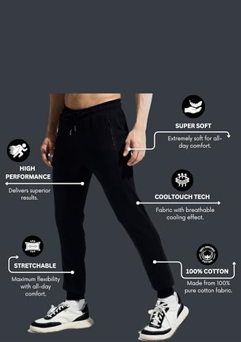 Image of Men Stretchable Cut & Sew Breathable Joggers with Multi Secure Zipper Pocket| Moisture Wicking Light Weight Track Pant| Men Joggers|Casual Track Pants