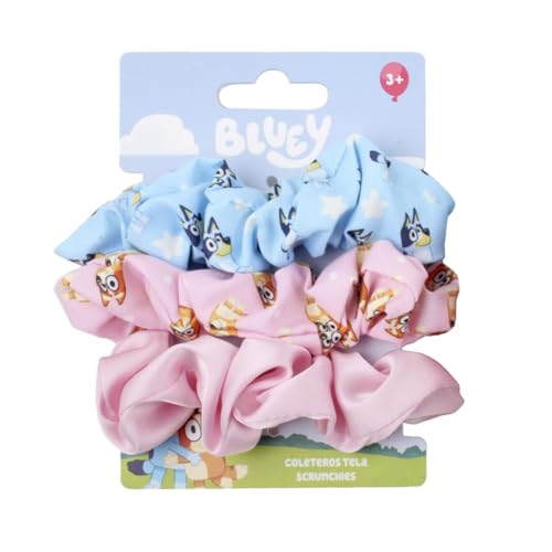 My sweety pop   Juego de 3 coletas Bluey | Elásticos para el pelo de terciopelo rosa y azul | Accesorios para el peinado infantil a prueba de roturas | Regalo de cumpleaños Bluey y Bingo