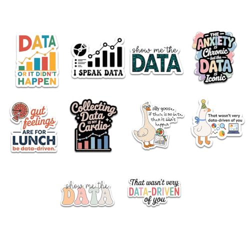 (10 Pcs) Data Analysis Stickers Pack, Funny Data Driven Vinyl Decals, I Speak Data Quote Stickers for Analysts, Scientists, Coders, Laptop Water Bottle Scrapbook Decor (3 inches)