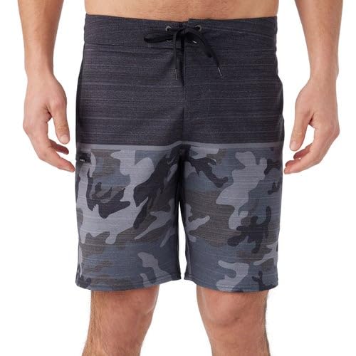 O'Neill Men's Board Shorts, 8-Inch Inseam, 4-Way Stretch, Gray Camo (US, Numeric, 38, Regular, Regular, Gray)