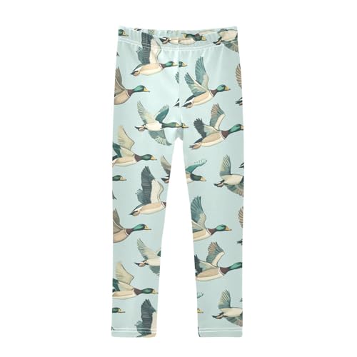 Mallard Flying Sky Girls' Leggings Toddler Doodles Duck Kids Yoga Pants Dance Active Tights 4T