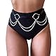 Crazy Bean Punk KettengüRtel Taille KöRperkette GüRtel Schwarz Leder Taillenkette GüRtel Verstellbare TaillengüRtel füR Rock Rave Damen MäDchen（B）