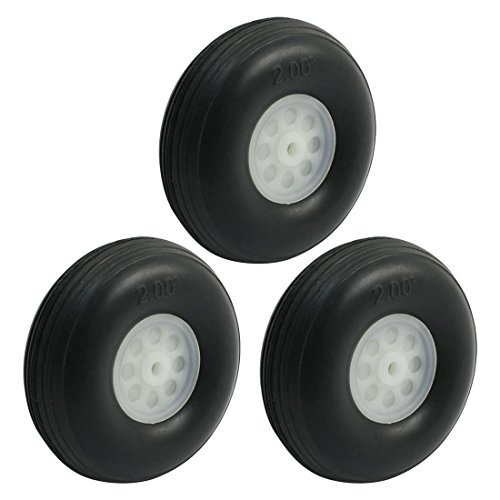 uxcell 3pcs RC Model Plane Aircraft Landing PU Tire Wheel D50mm H20mm d3mm
