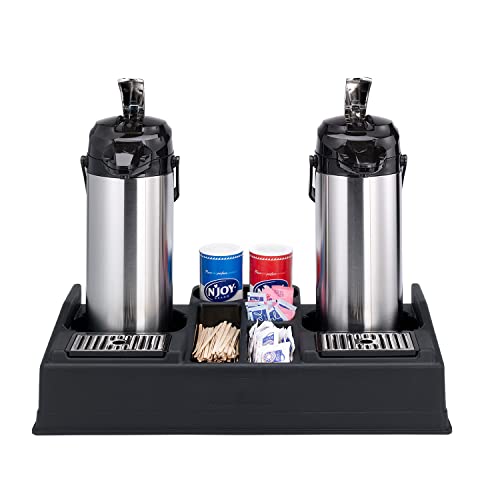Service Ideas APLR25BL Double Airpot Stand and Condiment Station, Black Plastic - Thumbnail 3