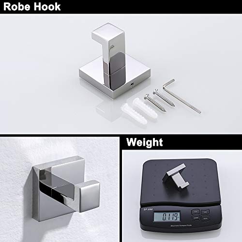 Turs 3-Piece Bathroom Accessory Set SUS 304 Stainless Steel Toilet Paper Holder Towel Bar Robe Hook Wall Mount, Polished Finish, Q7010P - Image 5