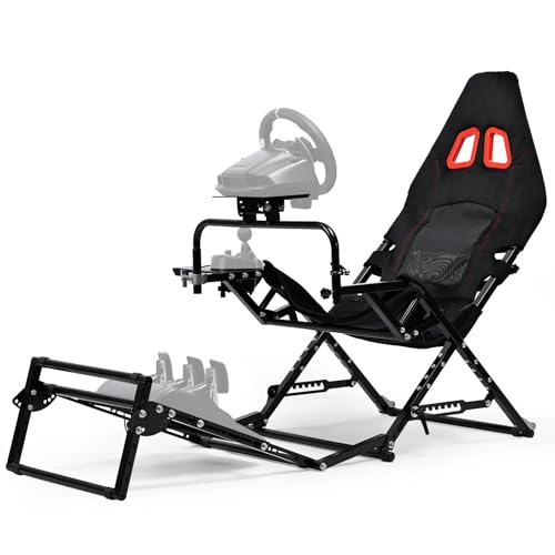 Minneer Faltbares Rennsimulator-Cockpit, passend für Logitech G29 G920 G923, für Thrustmaster, für Fanatec – Verstellbarer Fahrrahmen mit Direktantrieb für ein verbessertes Rennerlebnis