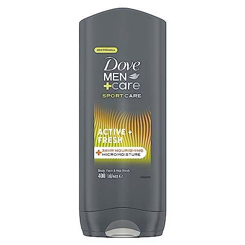 Dove, Doccia Dove Men+Care Sports Active Fresh, Bagnoschiuma Uomo 3 in 1 Idratante Corpo, Viso e Capelli, con Tecnologia MicroMoisture, Dona 24 Ore di Idratazione, 400 ml