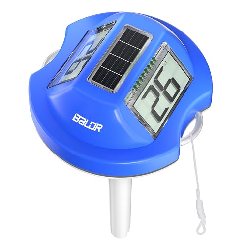 Thermomètre Flottant pour Piscine BALDR Solaire à Double Grand Écran Anti-Reflets | Sonde de Température Numérique Étanche IPX7 pour Piscines Enterrées,...