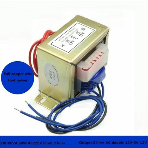 Transformateur audio bobine EI76 DB-80VA 80W 220V vers double CA 12V - 2