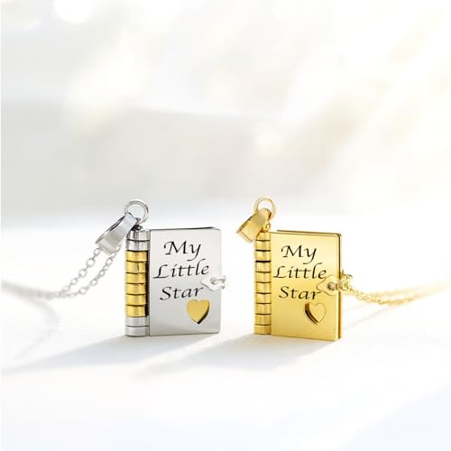 Custom Book Necklace for Women, Personalized Engraved 6 Pages Necklace with Name Birthday Gifts for Family Girlfriend3
