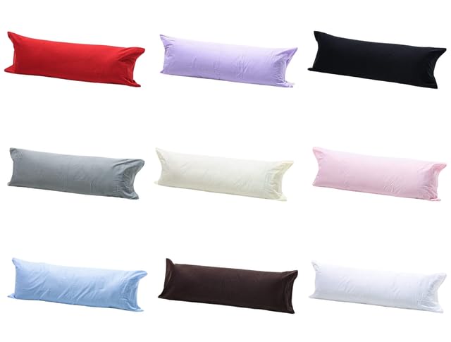KARKARMEasycare Plain Dye Extra Large Bolster Pillow Case 4ft 6inch – Full Body Pillow Cover for Double Bed – Multipurpose Long Bolster Body Pillow Cases 54" x 19", Grey