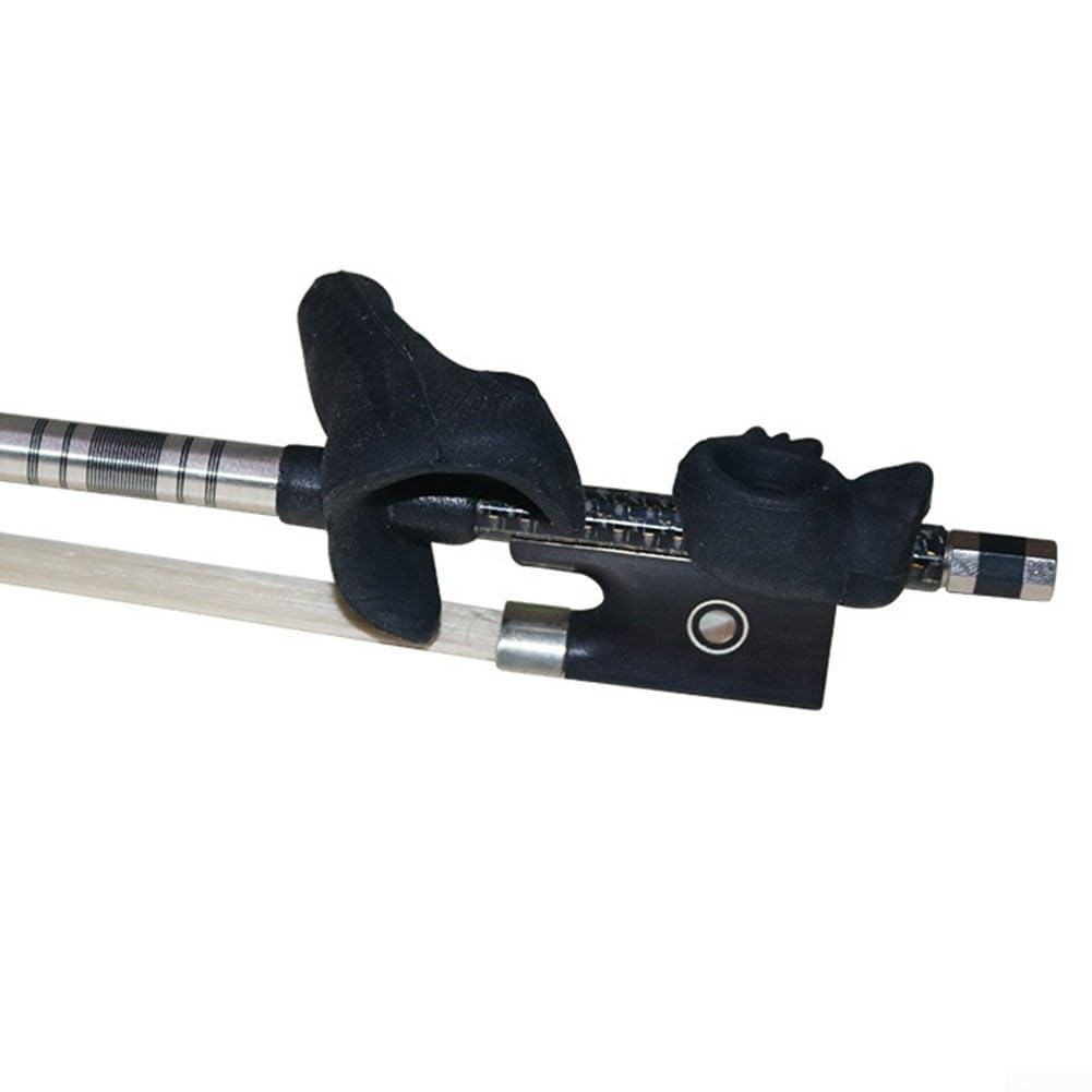 Dispositivo corrector de agarre para arco de violín de silicona para corrección de postura principiante (negro)