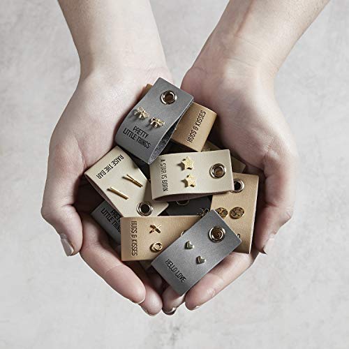 Santa Barbara Design Studio Fleur Jewelry Gold Stud Leather Tag Earrings, XO2