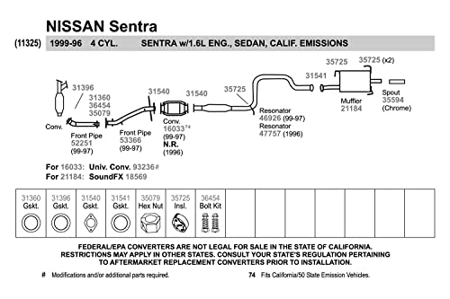 Image of Walker 53366 Exhaust Pipe 1.75 inch Inlet (ID) for Nissan Sentra