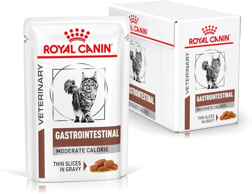 Royal Canin Veterinary Gatrointestinal Moderate Calorie | 4er Pack | 4 x 12 x 85 g | Diät-Alleinfuttermittel für Katzen | Zur Linderung akuter Resorptionsstörungen des Darms