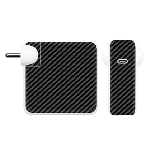 Image of Capes India Protective Adapter Skin Cover Compatible with MacBook Adapter 67W| Not a Case | Vinyl Skin Sticker (Carbon Fibre Black)