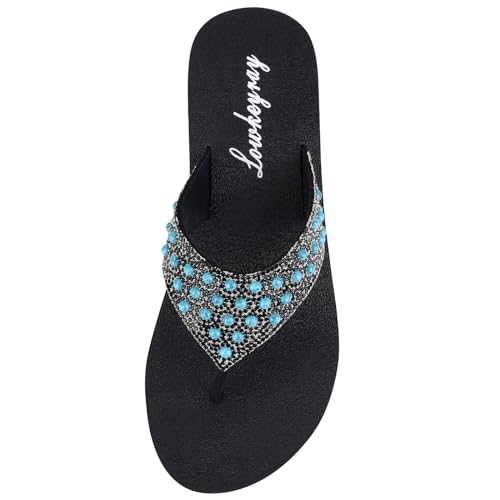 Lowkeyray Women's Rhinestone Flip-Flop Sandals2