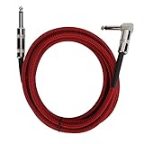 CYTGOUPER Right Angle Guitar Cable, 6.35mm Male Head Coiled Guitar Cable,9.8ft 1/4 Inch Instrument Cable Guitar Amp Cord for Electric Guitar Bass Keyboards Shielded