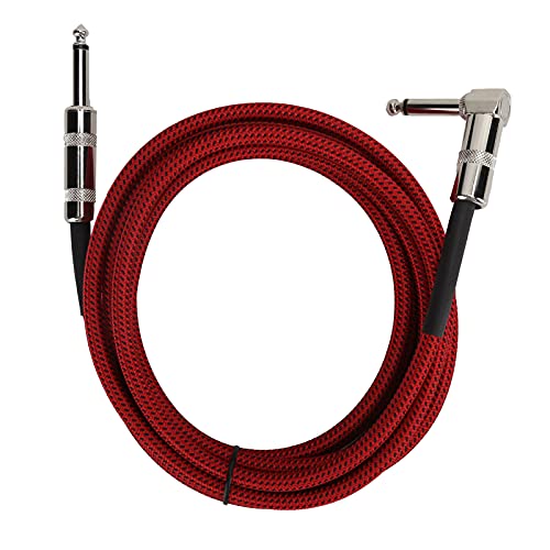 CYTGOUPER Right Angle Guitar Cable, 6.35mm Male Head Coiled Guitar Cable,9.8ft 1/4 Inch Instrument Cable Guitar Amp Cord for Electric Guitar Bass Keyboards Shielded