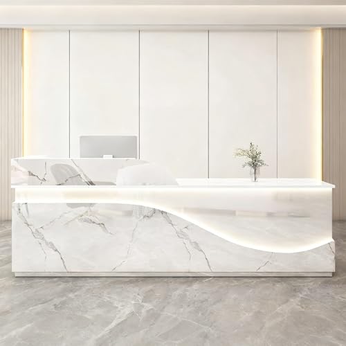 Ddasam レジカウンター 受付カウンター 木製 ロック可能 引出し収納付き 大容量 法人様向け フロントデスク 企業受付 店舗レジ 美容室 アパレルショップ 防塵 配線穴 モダン(400x60x100cm)