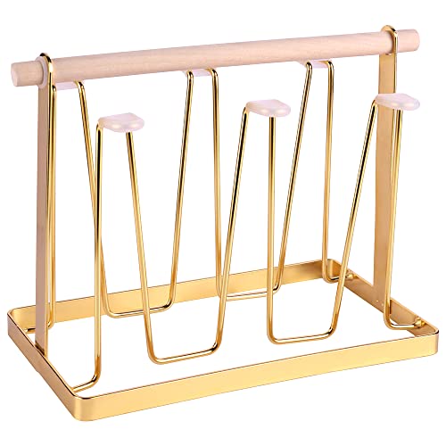 Tazas Organizador,Metal Vidrio Taza Soporte,Soporte Escurridor Botellas,Antideslizantes Botellas Secado Soporte,Portavasos para Organizador de Cocina,Taza para Té y Taza de Café,Oro Cover