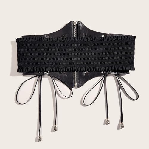 VASTLUCKY Women Elastic Waist Belt for Dresses Punk Mesh Cinch Corset Belt Goth Stretchy Waistband Belts3