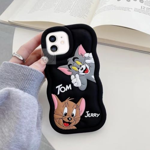 Image of MIDOS Back Cover Compatible with iPhone 11 Soft Silicone 3D Cute Cartoon Full Protective Case for iPhone 11 (Black)