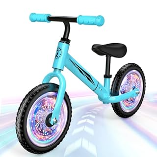 Dromlag Balance Bike for 2-5 Year Olds Kids, 50kg Weight Capacity, Adjustable Seat & Handlebars, LED Wheels, Safe & Stable, Ideal Children's Gift, Christmas Xmas Gifts for Kids Eve, Blue