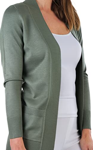 Image of ToBeInStyle Women's Long Sleeve Rib Banded Open Sweater Cardigan