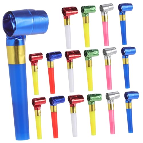 FIXOSHEE 20 Piezas Silbatos Infantiles de Fiesta Colores Surtidos Bocinas Ruidosas Portátiles para Cumpleaños Bodas Infantiles Color Aleatorio