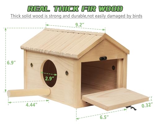 Image of HiCaptain Bird Nesting Box Wooden Cockatiel Breeding Nest for Cages, Large Parakeet Nest Box Lovebird House Budgie Breeding Box (Wood)