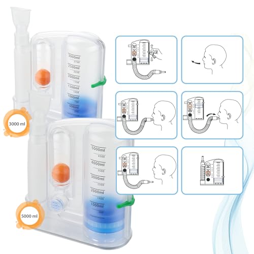 BC Respivol Atemstimulator, 3000 ml, Lungentrainer mit einer Kugel für Physiotherapie und Atemtraining