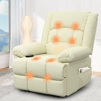 Srfzluxy Recliner Armchair Recliners with Massage & Heat, Padded Armrest & Cushion Extended Footrest, Manual Adjustable Single Sofa with Dual Side Pockets, Reclining Chairs Living Room Sofa Chair