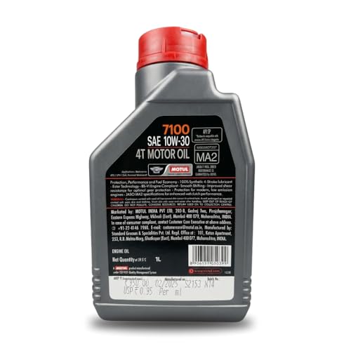 Image of Motul 7100 10W-30 Fully Synthetic Engine Oil for High Performance Bikes - Smooth Gear Shifting & Engine Protection, 1L