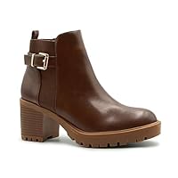 Fashion Thirsty Womens Chunky Block Mid High Heel Chelsea Ankle Boots Ladies Warm Winter Comfort Stretch Panel Side Buckle Lightweight Zip Up Boot Walking Shoes