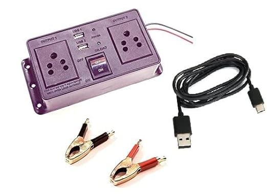 SP Electron 12v/24v dc to ac Converter Gang Box 2 in Built USB Ports. dc to ac Converter Inverter Solar for Multiple Application with Type C-Charging Cable and wih, Battery Clip-image-43