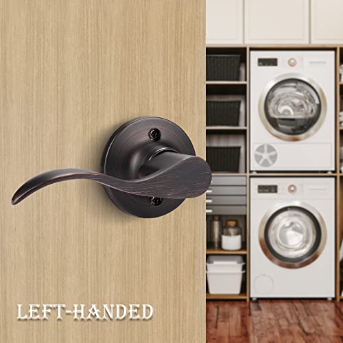 Gobekor 1 Pack Oil Rubbed Bronze Left-Handed Lever Door Handles Dummy Levers Closet Door Handles For Pantry Interior Non-Turning Locks #TOP2