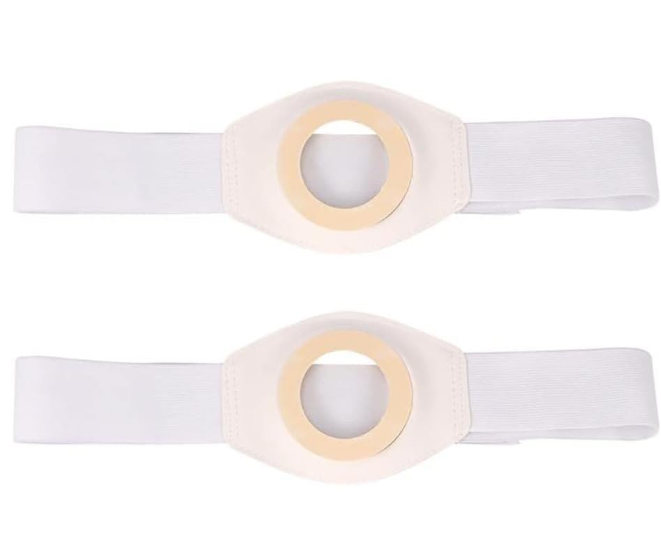 ExKaTe 2pcs Ostomy Support Belt Hernia Abdominal Binder Stoma Band with 100 Ostomy Bags, Waist Side Urine Bag for Colostomy Bladder Full Cut Ileostomy Stoma Care.