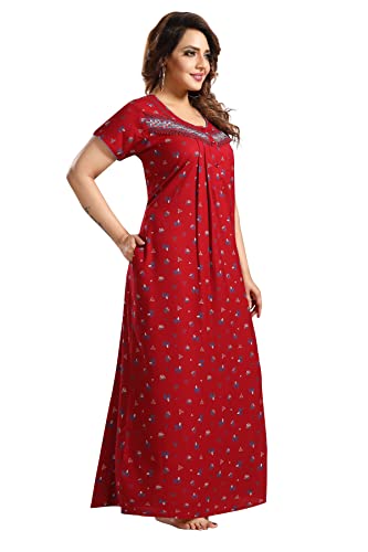 Image of Soulemo Women's Cotton, Rayon & Polyester Printed Maxi Nighty (Alpine) 861
