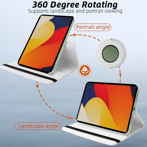 Image of TGK 360 Degree Rotating Flip Cover Case for Moto Pad 60 Pro 12.7 inch 2025 Release Tablet (White)
