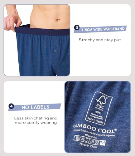 Image of BAMBOO COOL Mens Underwear Boxers Moisture-wicking and Cool Men's Boxer Shorts Loose Fit Super Soft 4 Pack