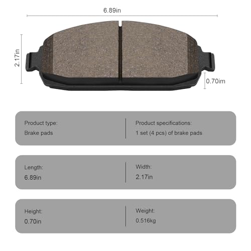 Image of D1080 Front Ceramic Brake Pads Kit Fit For Jeep Grand Cherokee 2005-2010, For Jeep Commander 2006-2010