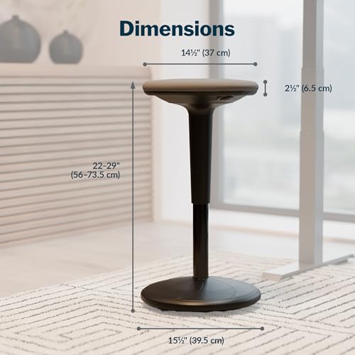 Image of Vari Balance Stool for Standing Desk - Ergonomic Active Sitting for Home Office - Adjustable Height 22 inch to 29 inch, 360 Degree Rocking Base, 275 lb Support - Black /Cool Grey