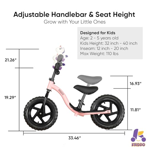 KRIDDO Toddler Balance Bike 2 Year Old, Age 24 Months to 5 Years Old, Early Learning Interactive Push Bicycle with Steady Balancing, Gift Bike for 2-5 Boys Girls, Pink KRIDDO Toddler Balance Bike 2 Year Old, Age 24 Months to 5 Years Old, Early Learning Interactive Push Bicycle with Steady Balancing, Gift Bike for 2-5 Boys Girls, Pink - Image 2