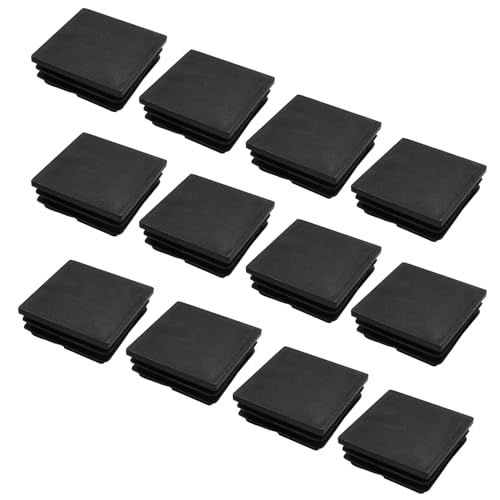 Image of Bonsicoky 12 Pack 2 inch Square Plastic Plugs, Black Tubing End Caps Plugs Insert for Square Tube and Furniture Legs
