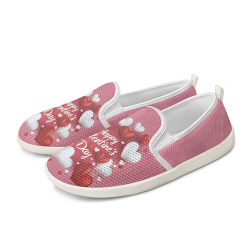 Howilath Valentine's Flat Shoes for Women Mesh Sneakers Slip on Anti-Skid Running Shoes Casual Sport Shoes