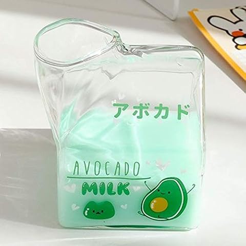WANZSC Kawaii Milchkarton-Glasbecher, quadratisch, 380 ml, süße Erdbeere, kreative Frühstückstasse für Zuhause Cover